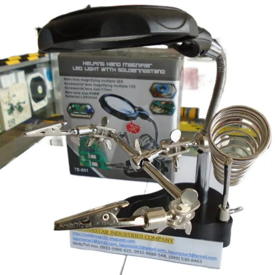 TE-001 Helping Hand Magnifier with LED Light & Soldering Stand