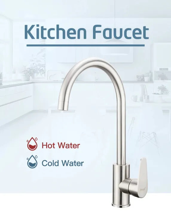Modern Stainless Steel Kitchen Sink Faucet - Single Handle Swivel Spout