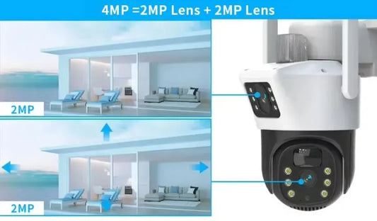 EseeCloud 4MP Dual Lens Outdoor PTZ Solar Camera - Two-Way Audio, Color Night Vision - Islamabad