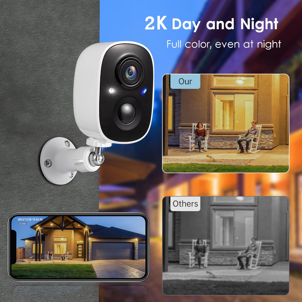 4 pack 2k ultra hd wireless outdoor security camera system rear design