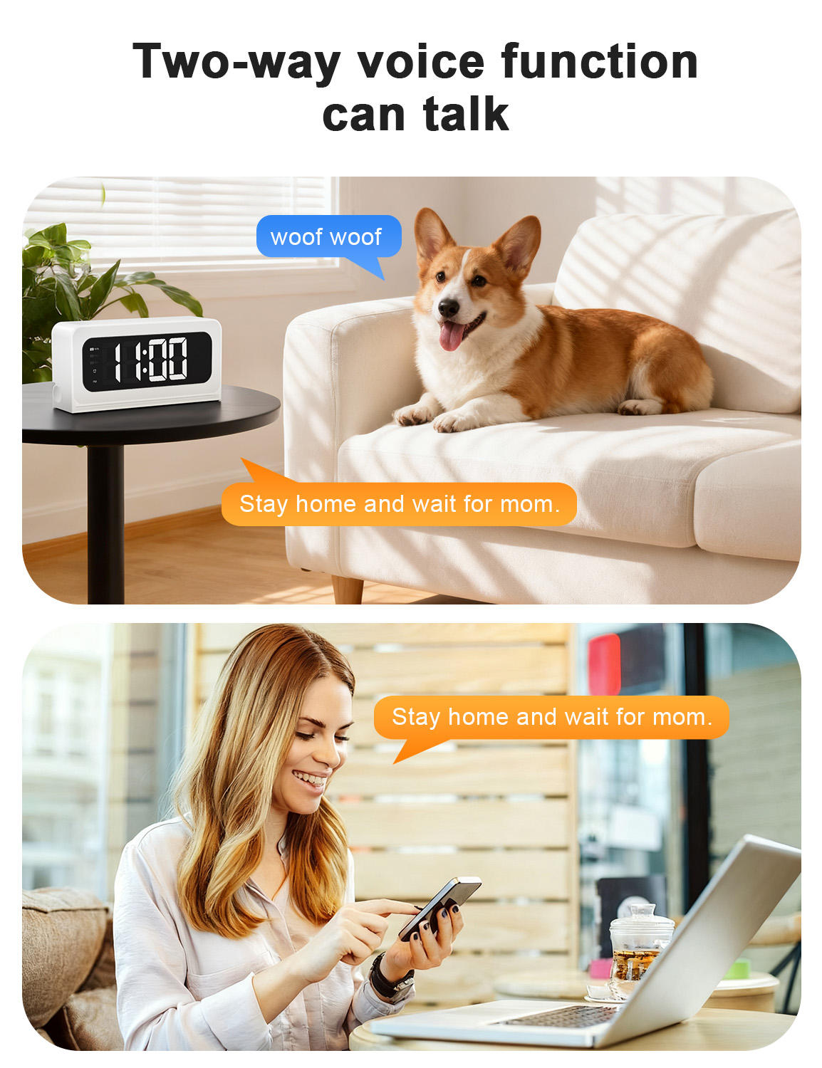 Smart Table Clock Camera – 1080P WiFi Motion Detection