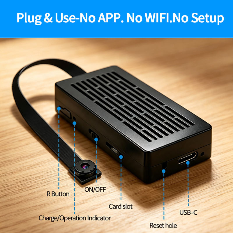 Split Cable Mini Camcorder with 90 Degree Wide Angle Lens