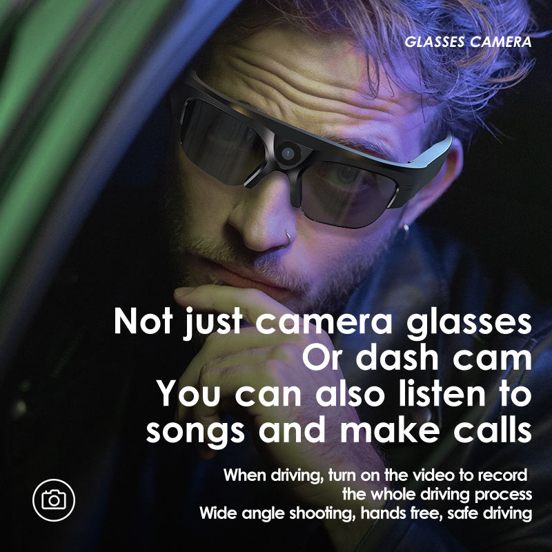 2K Outdoor Video Camera Glasses for Sports and Driving