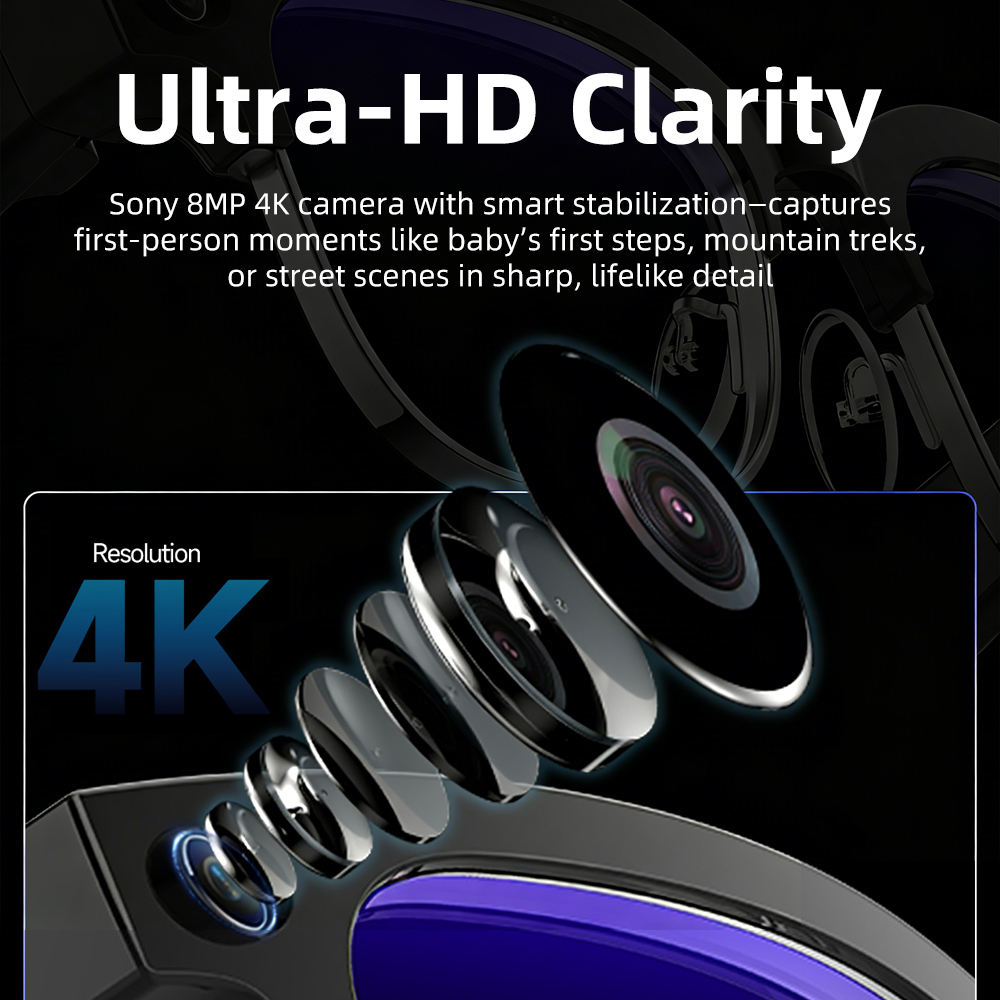 32MP AI Smart Glasses with 4K Video and Object Recognition