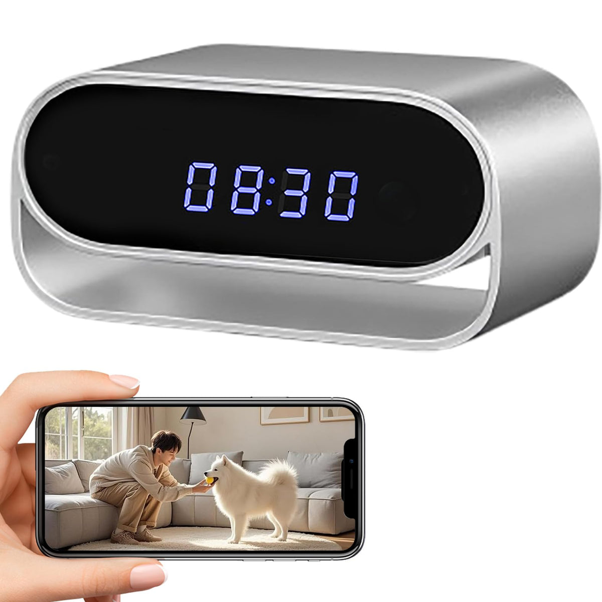 4K Clock Camera with Night Vision front angle | Smaronics