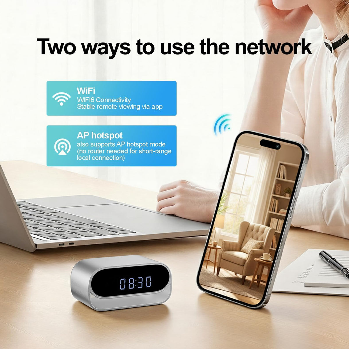 4K Clock Camera with Night Vision package contents view | Smaronics