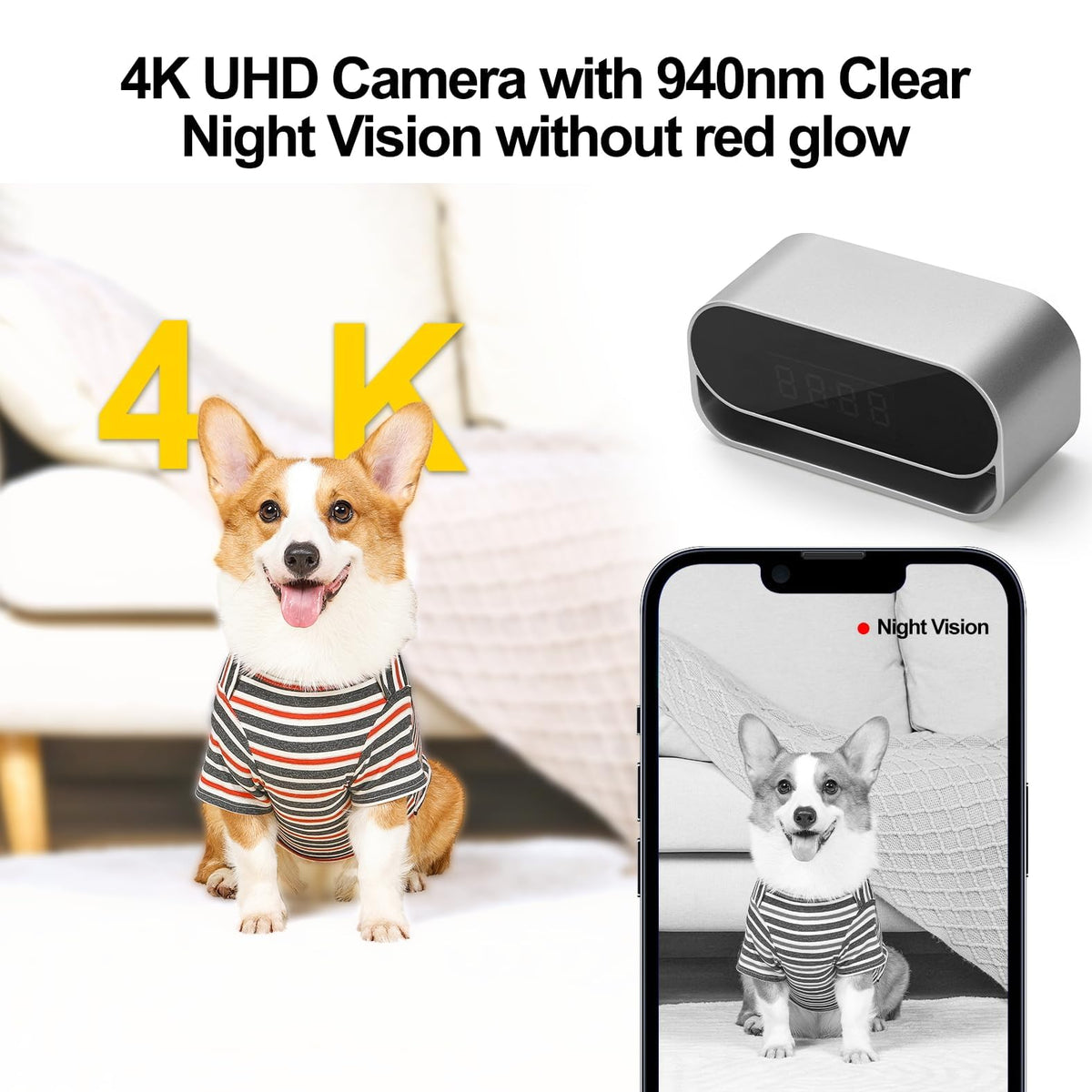 4K Clock Camera with Night Vision rear design | Smaronics