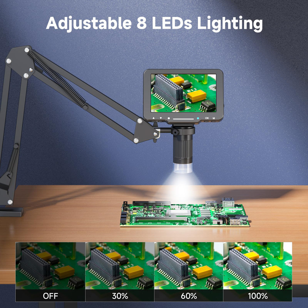 5" LCD Digital Soldering Microscope with C-Clamp