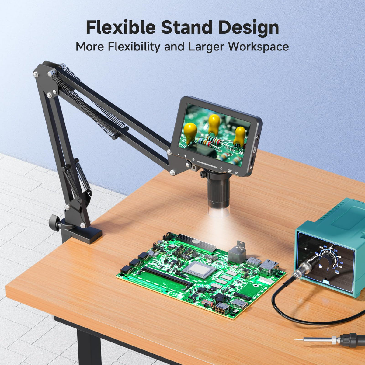 5" LCD Digital Soldering Microscope with C-Clamp