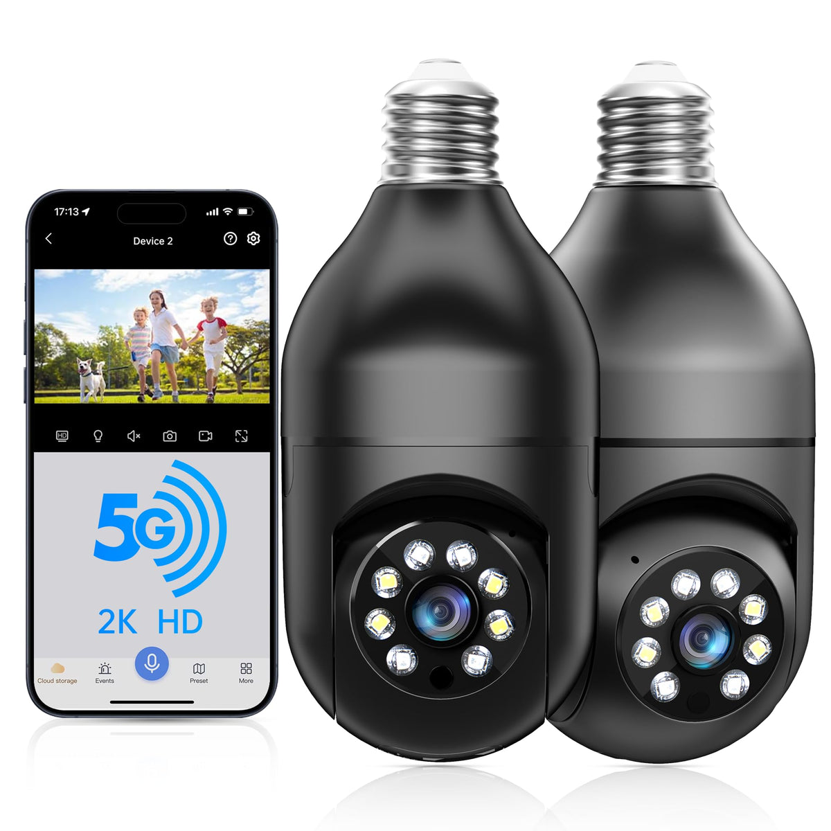 5G & 2.4G Dual Band Outdoor Security Light Bulb Camera image 10
