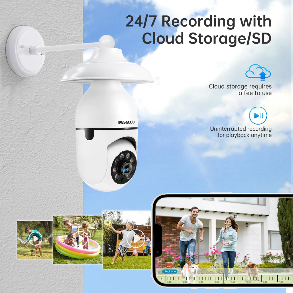 5g 2 4g dual band outdoor security light bulb camera real usage produc