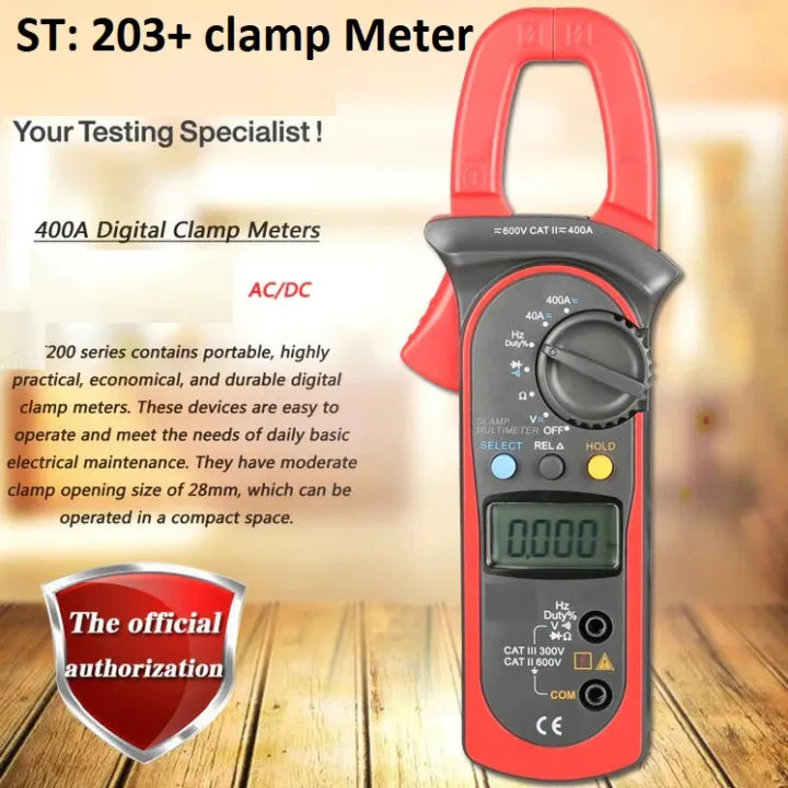 ST-203+ 400A Digital Clamp Meter - AC/DC Current Tester