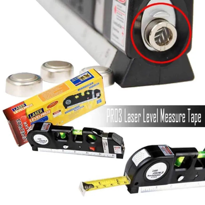 Multi-Purpose Laser Level with Measuring Tape & Bubbles