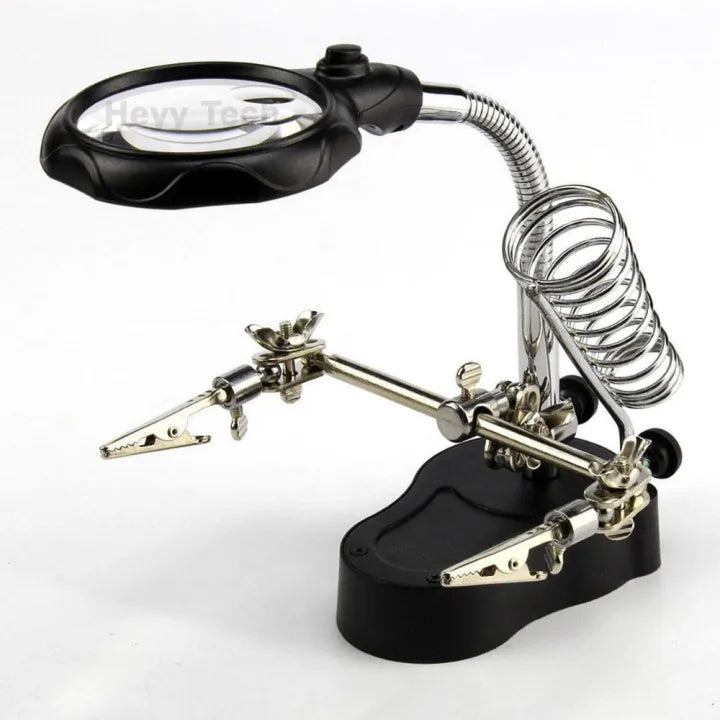 TE-001 Helping Hand Magnifier with LED Light & Soldering Stand