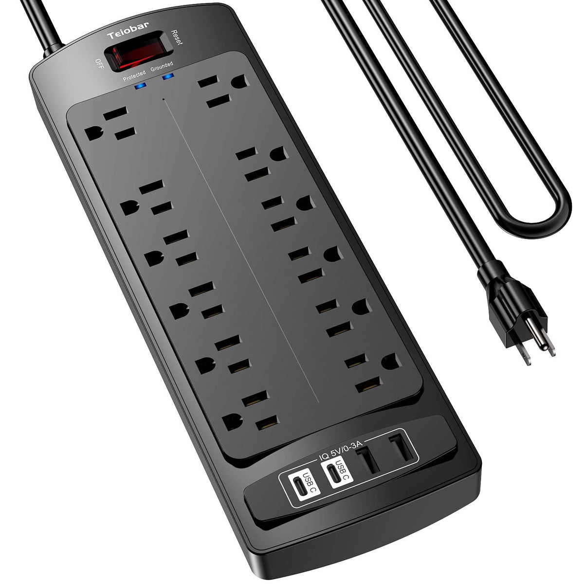 6 Ft Extension Cord Power Strip front angle | Smaronics