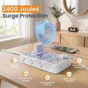 6 ft surge protector power strip feature close up view | Smaronics