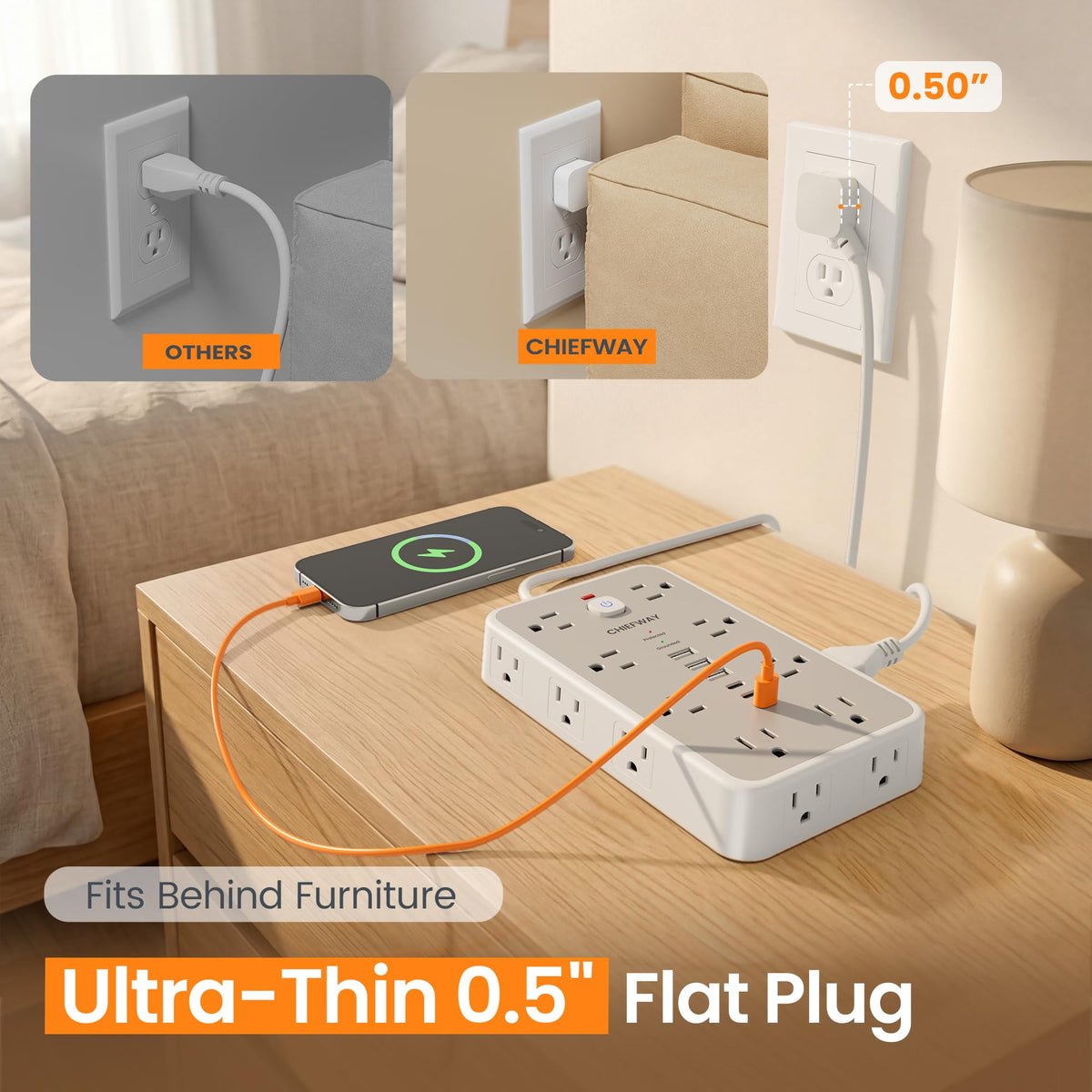 6 ft surge protector power strip package contents view | Smaronics