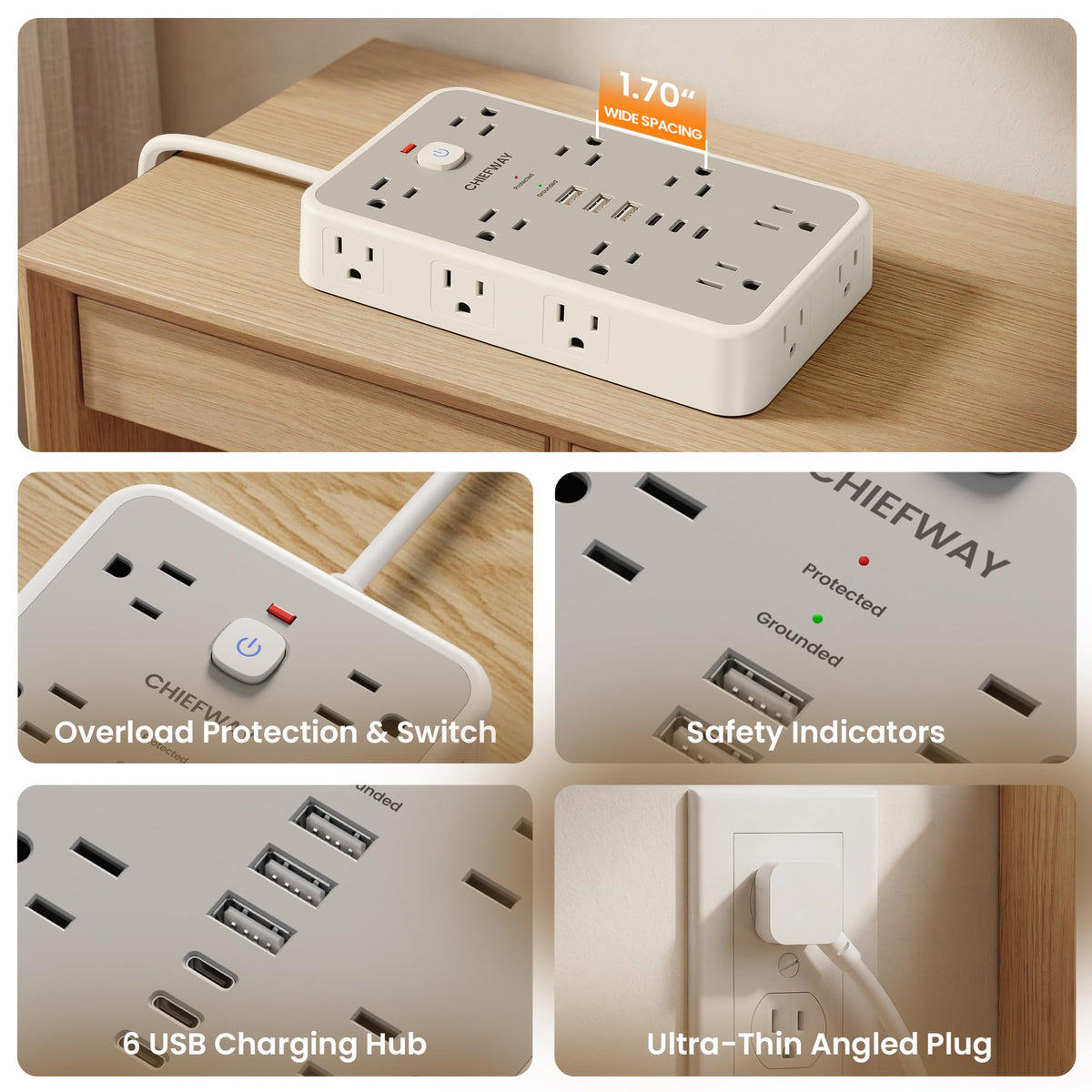 6 ft surge protector power strip real usage product view | Smaronics