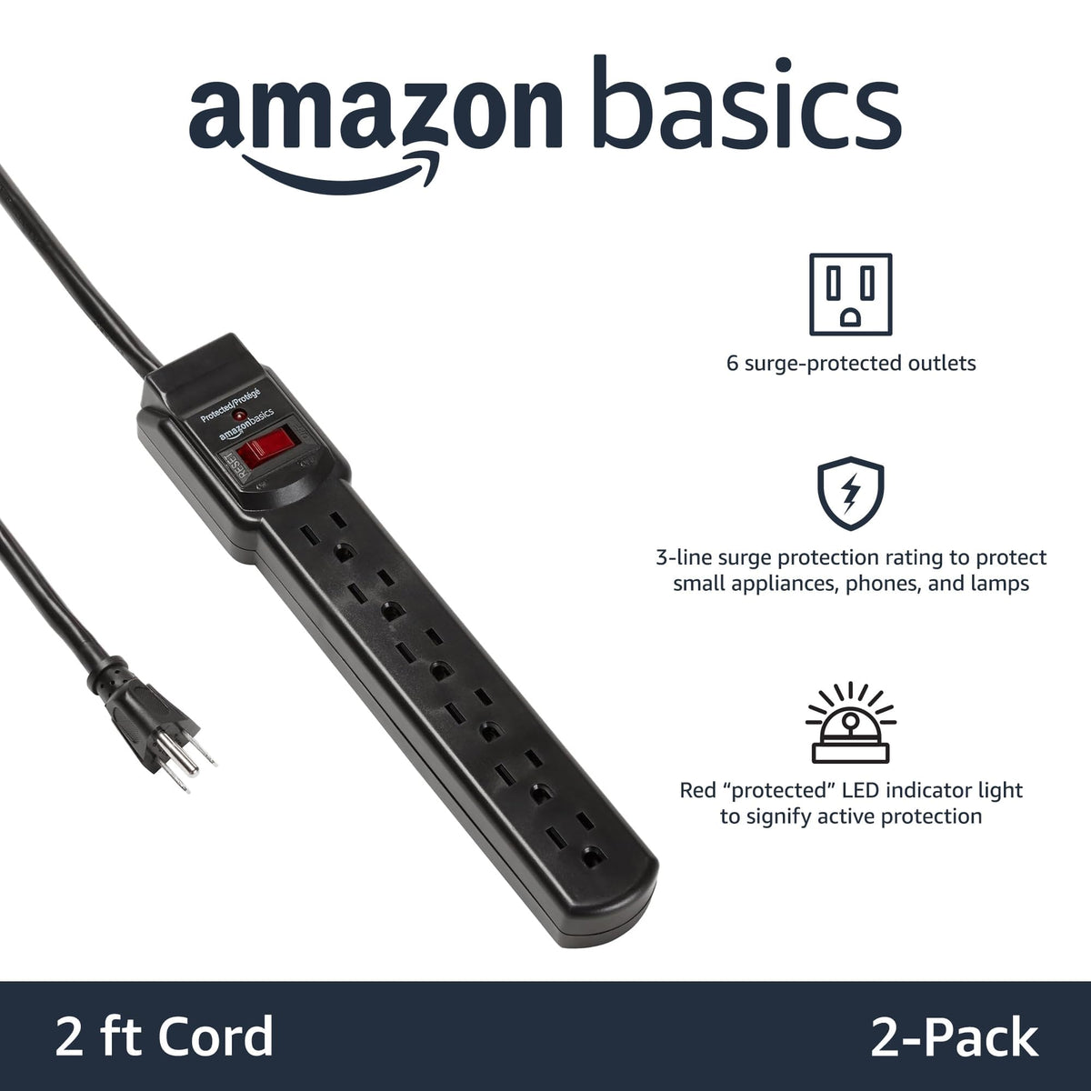 6-Outlet Surge Protector Power Strip rear design | Smaronics
