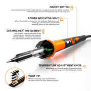 60W Soldering Iron with Ceramic Heater rear design | Smaronics