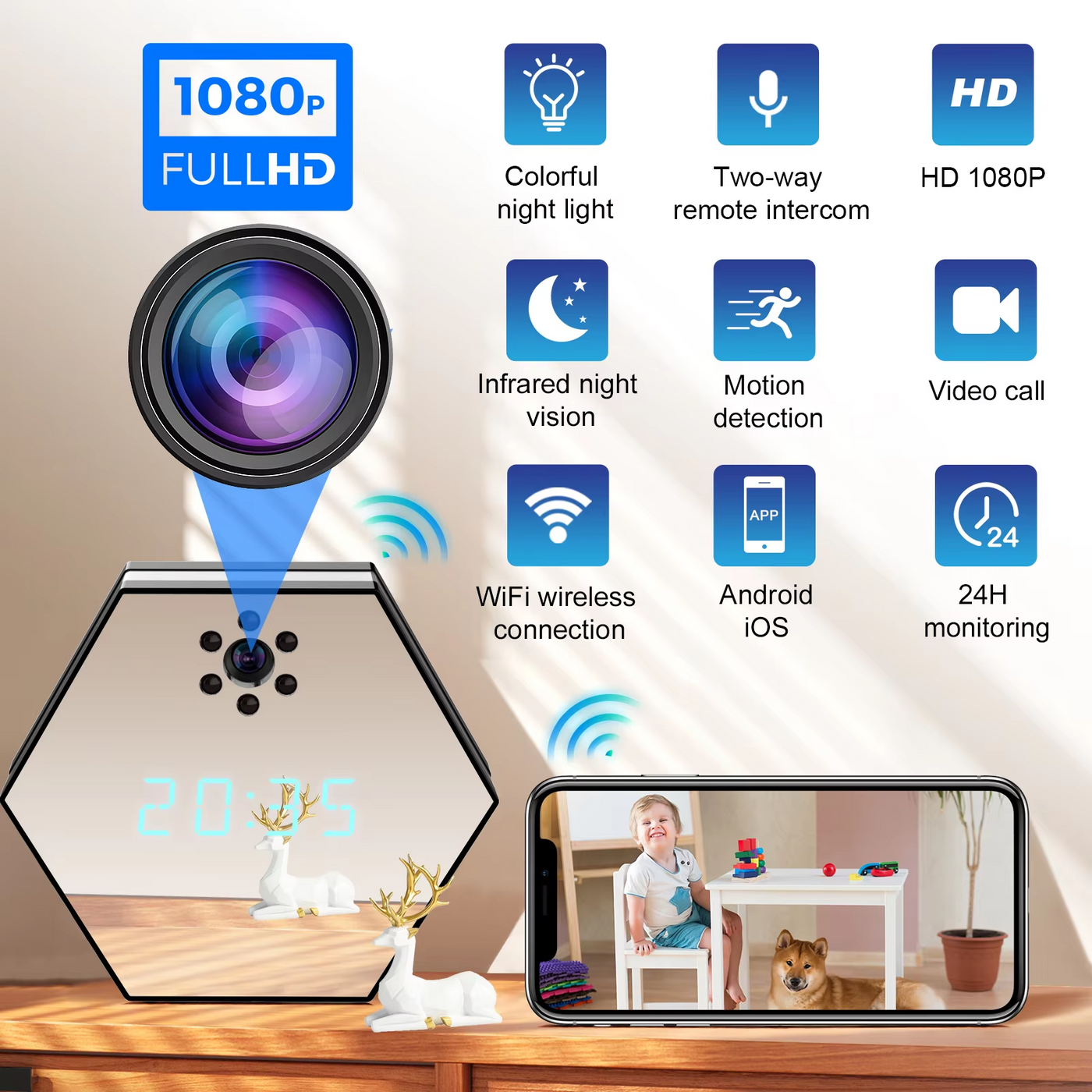 Wall Clock Mini Camera – 2MP WiFi Security Camera
