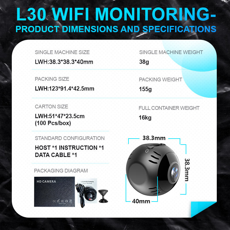 1080P Mini Wireless Camera – 180° Wide Angle, Night Vision, 800mAh