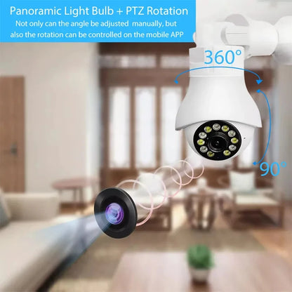 Panoramic WiFi Camera 1080P – 360° Surveillance & Night Vision Bulb