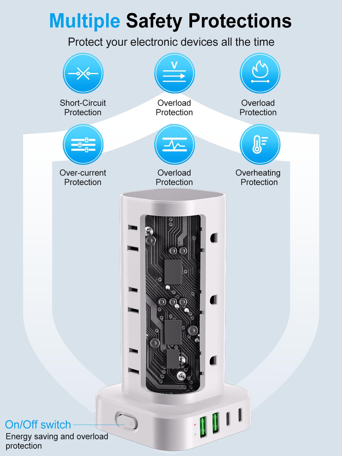 6FT Power Strip Tower Surge Protector image 7