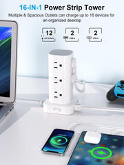 6FT Power Strip Tower Surge Protector rear design | Smaronics