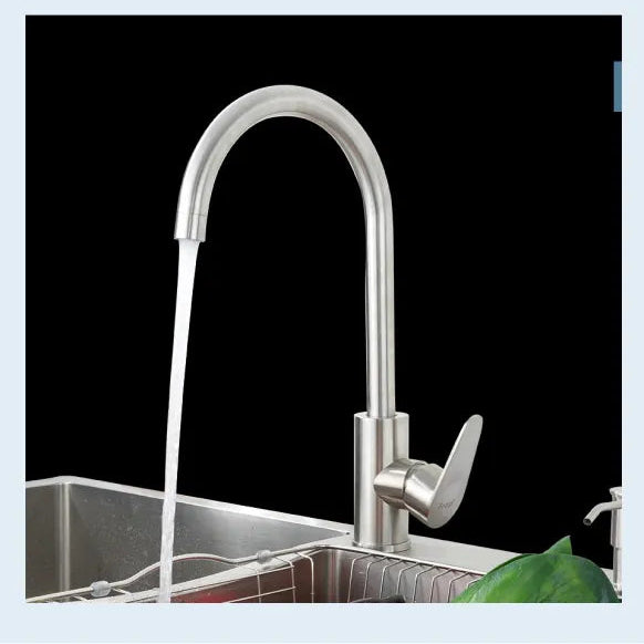 Modern Stainless Steel Kitchen Sink Faucet - Single Handle Swivel Spout