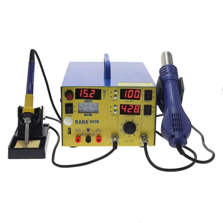 Kada 903D 3-in-1 SMD Soldering Station - Hot Air Gun, Soldering Iron, DC Power Supply
