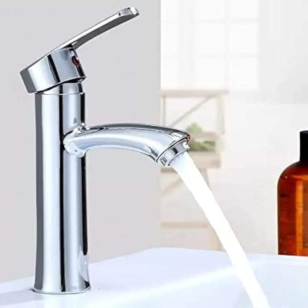 Modern Single Handle Bathroom Basin Mixer Tap - Chrome Finish