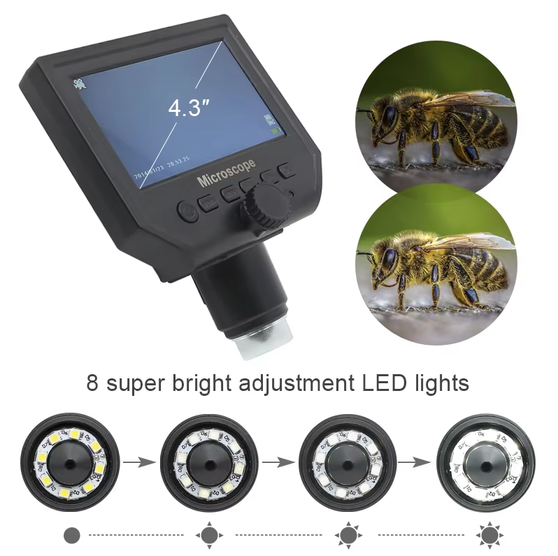 G600 1-600X Portable LCD Digital Microscope - Zoom & Adjustable Light