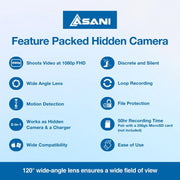 Asani Plug-in Mini Surveillance Camera - Home & Office Security