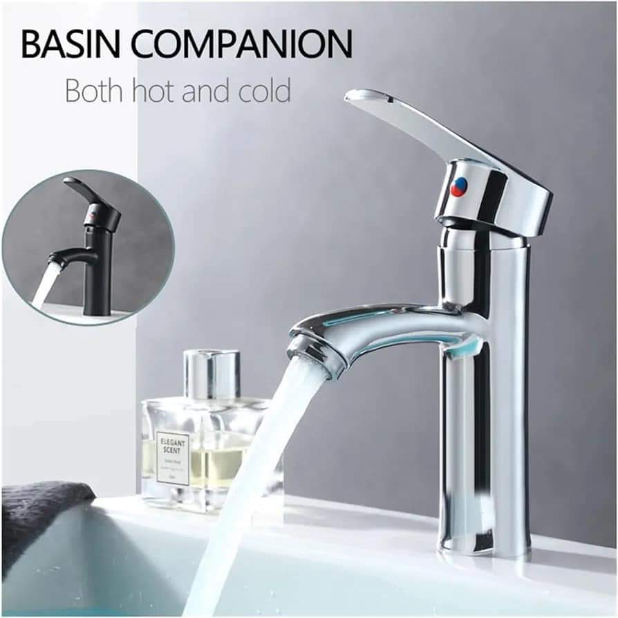 Modern Single Handle Bathroom Basin Mixer Tap - Chrome Finish