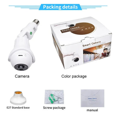 Panoramic WiFi Camera 1080P – 360° Surveillance & Night Vision Bulb