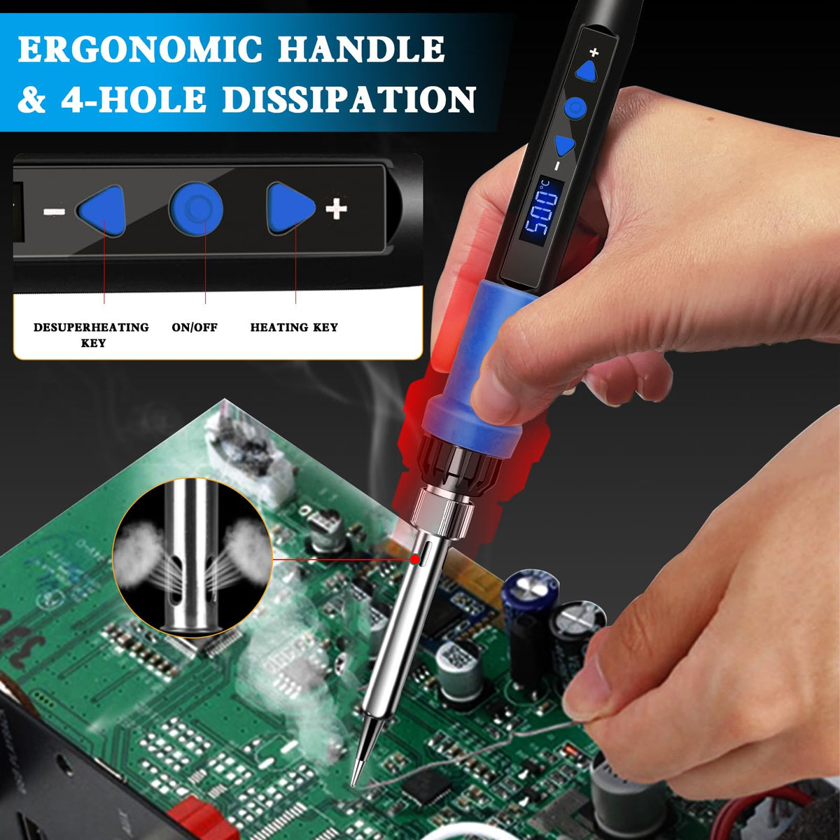 80W Adjustable Temperature Soldering Iron Kit image 4