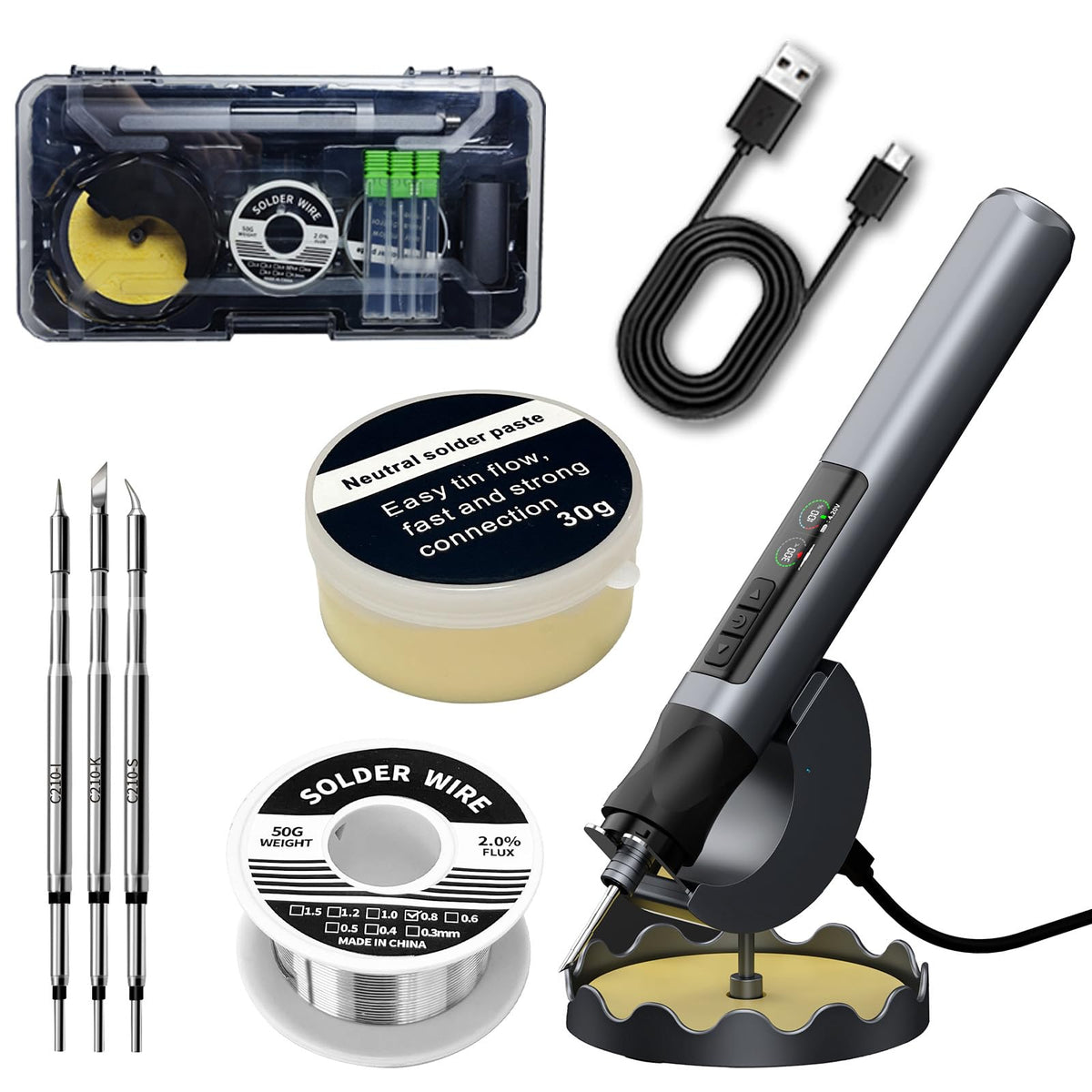 80W Adjustable Temperature Soldering Iron Kit image 7