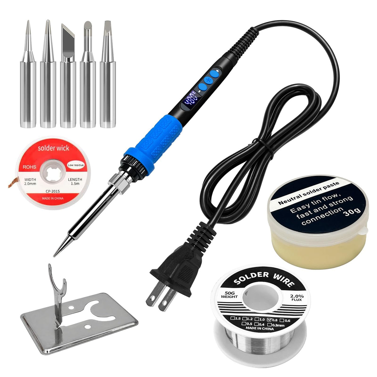 80W Adjustable Temperature Soldering Iron Kit image 8