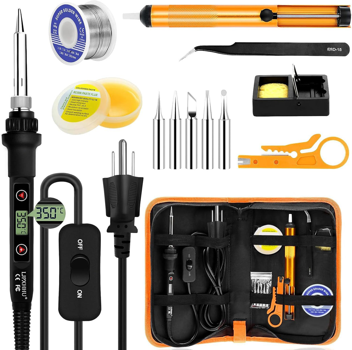 80w lcd soldering iron kit adjustable temp 180 520 front angle product