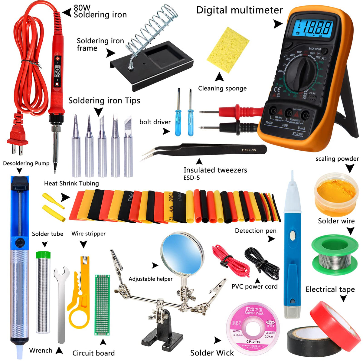 80w soldering iron kit rear design product view | Smaronics