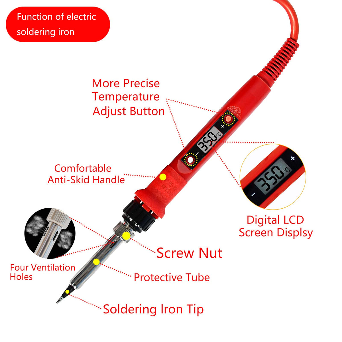 80w soldering iron kit side profile product view | Smaronics