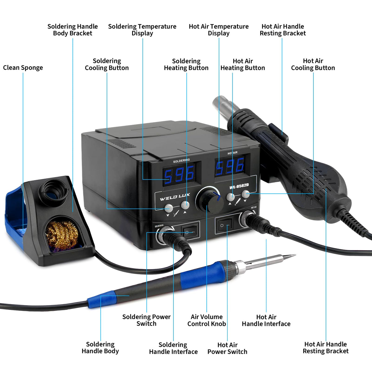 820W Digital Soldering Station Kit clip and build detail | Smaronics