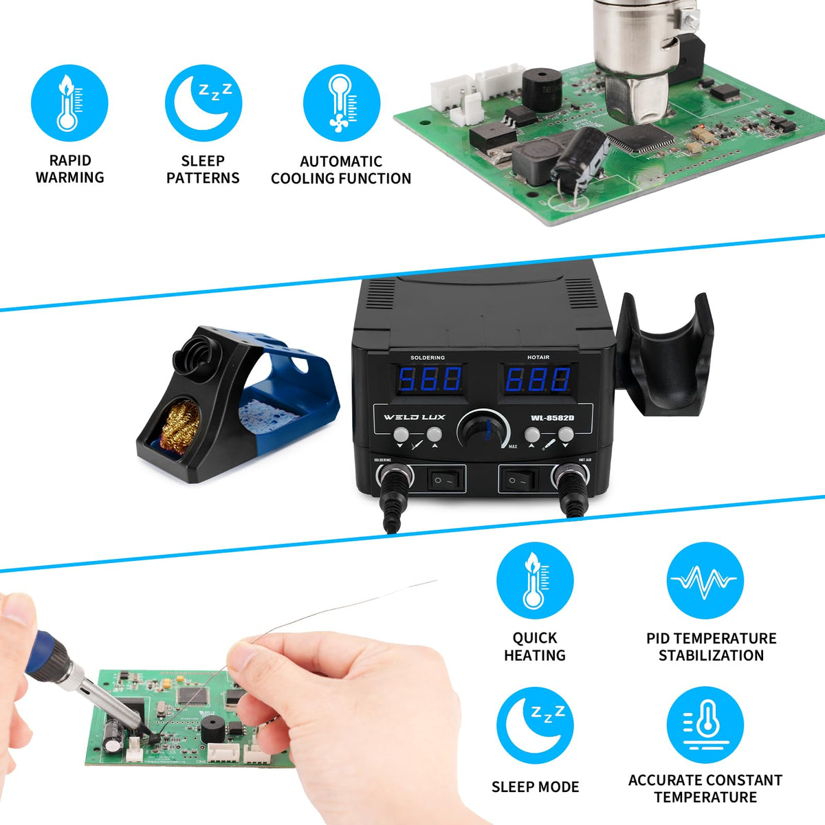 820W Digital Soldering Station Kit feature close up view | Smaronics