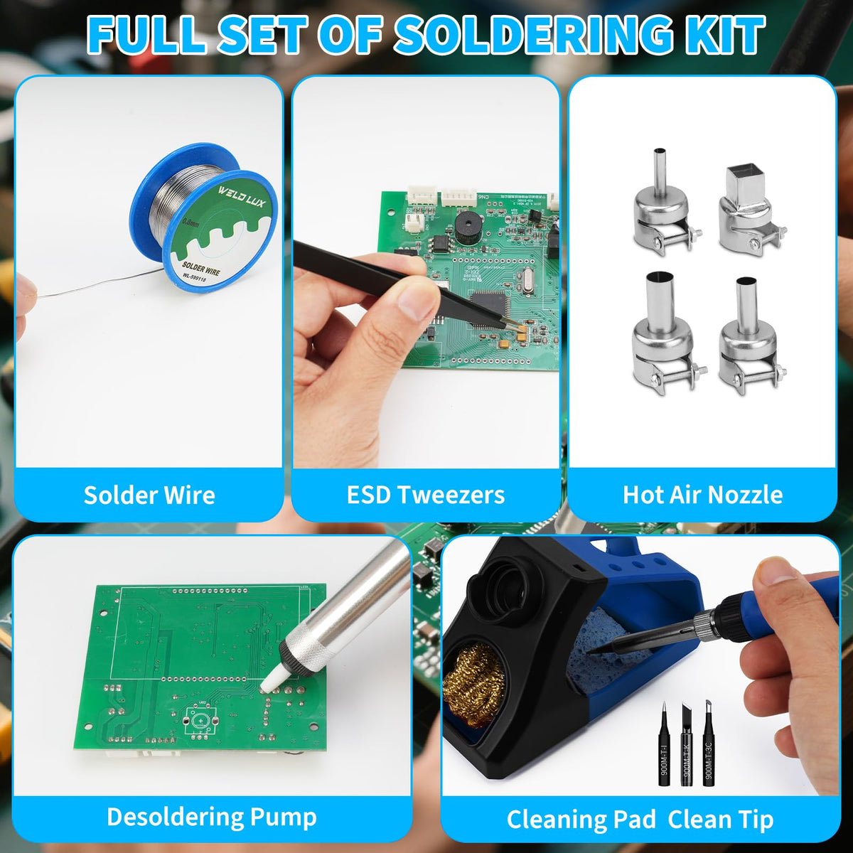 820W Digital Soldering Station Kit package contents view | Smaronics