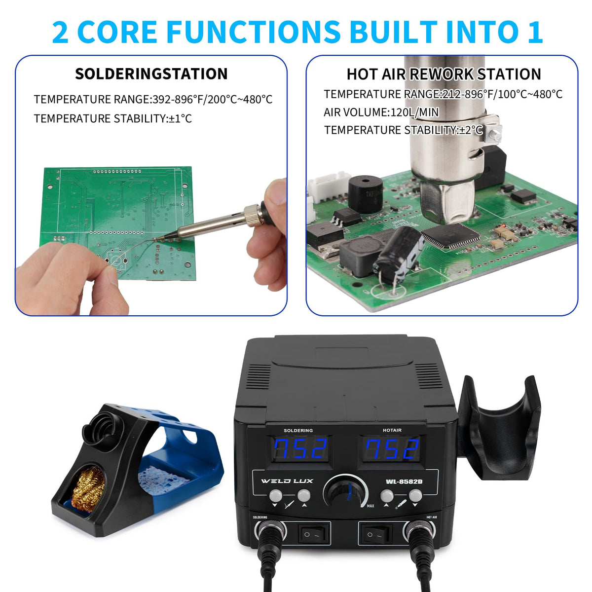 820W Digital Soldering Station Kit side profile | Smaronics