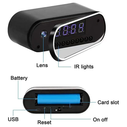 Mini Table Clock Camera 4K – Hidden Camera with WiFi & Night Vision for Smart Security