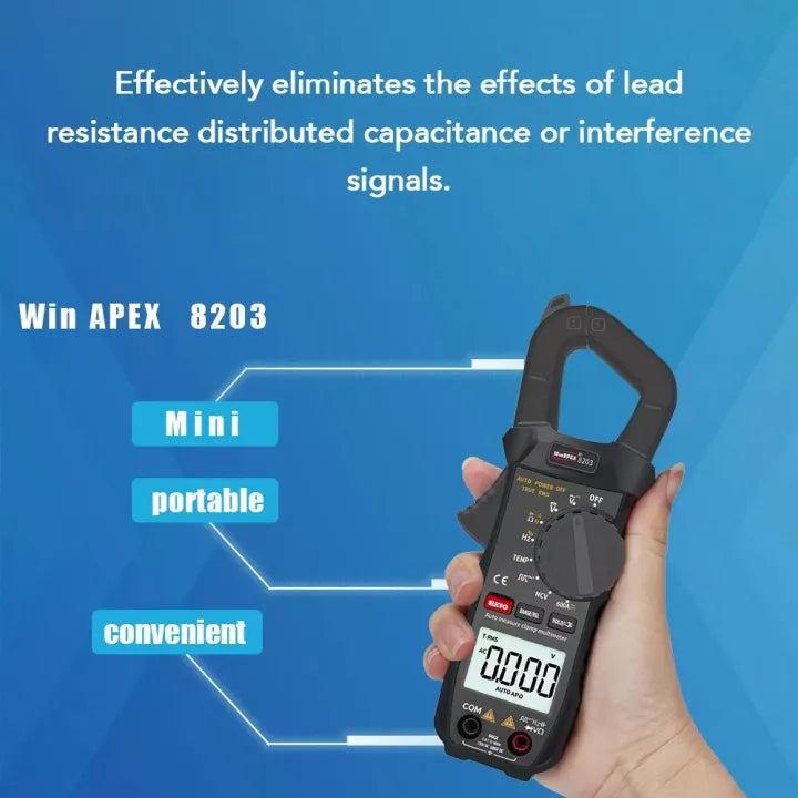 WinAPEX 8203 Mini Digital Clamp Meter - AC/DC Current Voltage, NCV, Temperature