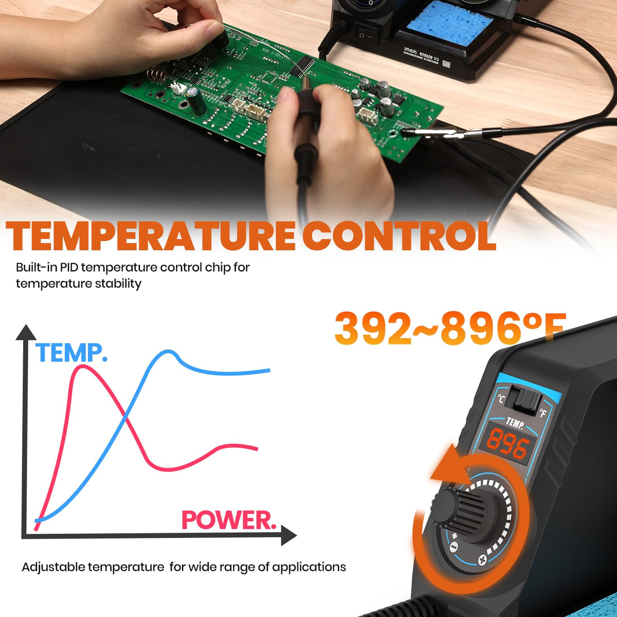926LED V3 Soldering Station Iron Kit rear design | Smaronics