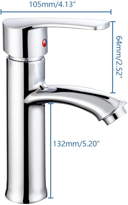Modern Single Handle Bathroom Basin Mixer Tap - Chrome Finish